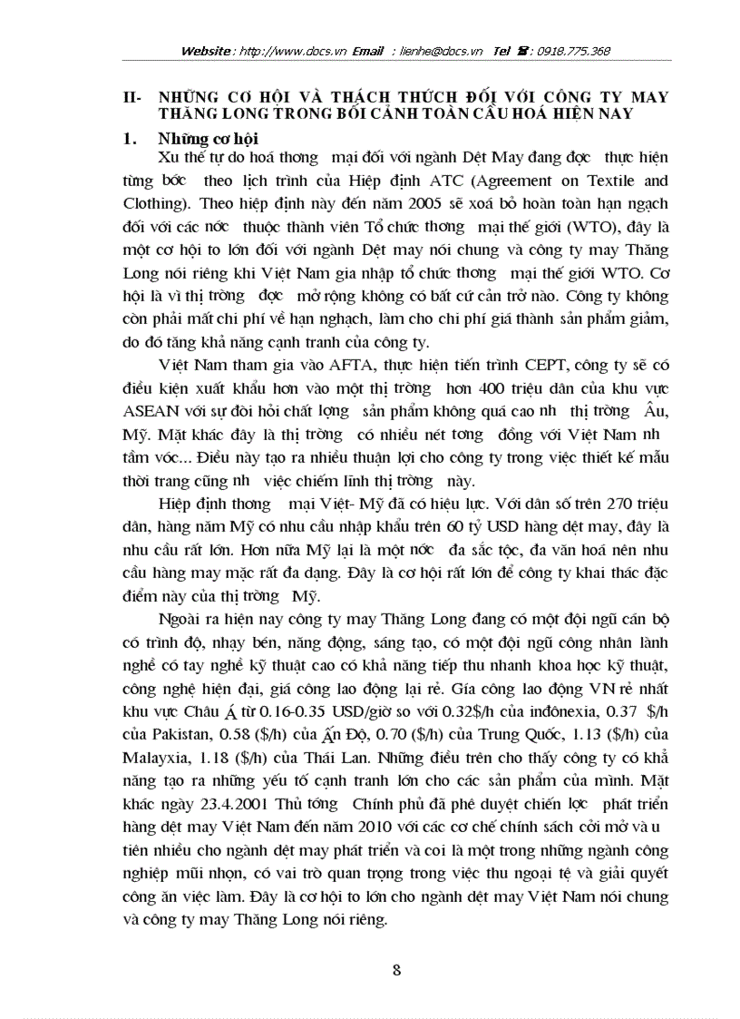 image for page Qúa trình vươn ra thị trường nước ngoài của công ty may Thăng Long Những cơ hội và thách thức trong bối cảnh toàn cầu hoá hiện nay