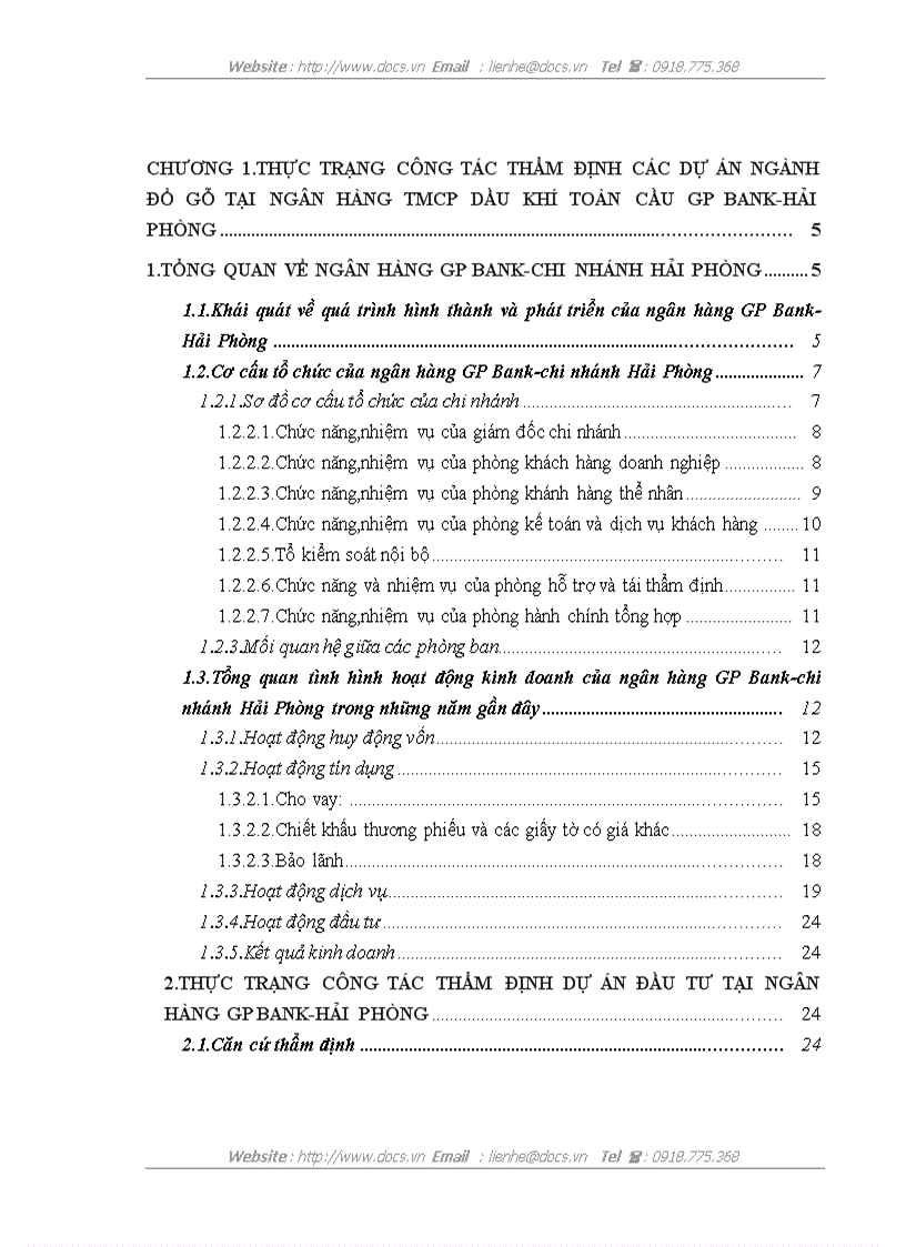 image for page Thực trạng và giải pháp hoàn thiện công tác thẩm định các dự án ngành đồ gỗ tại ngân hàng thương mại cổ phần Dầu khí toàn cầu GP Bank Hải phòng