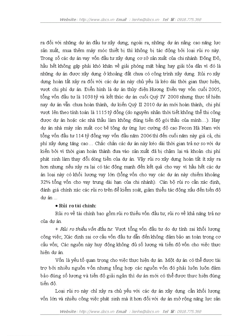 image for page Rủi ro và đánh giá rủi ro dự án khi thẩm định dự án vay vốn tại ngân hàng Đầu tư và Phát triển Đông Đô