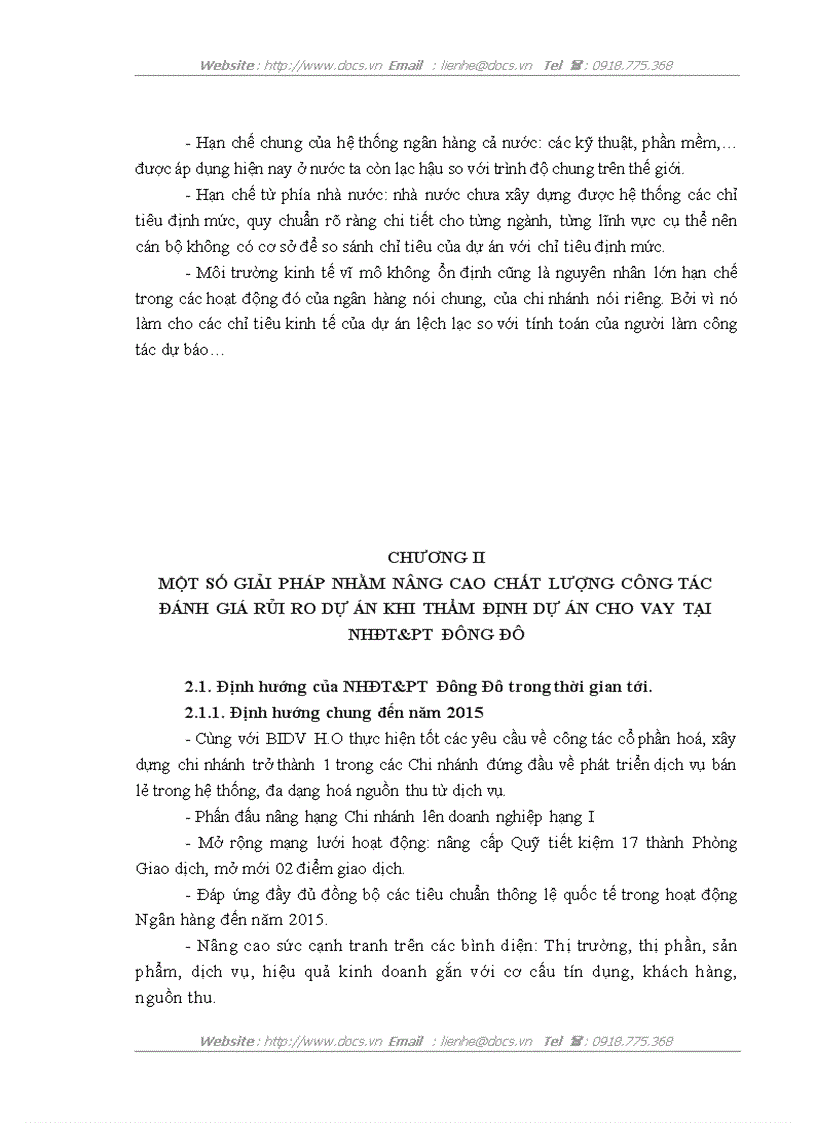 image for page Rủi ro và đánh giá rủi ro dự án khi thẩm định dự án vay vốn tại ngân hàng Đầu tư và Phát triển Đông Đô