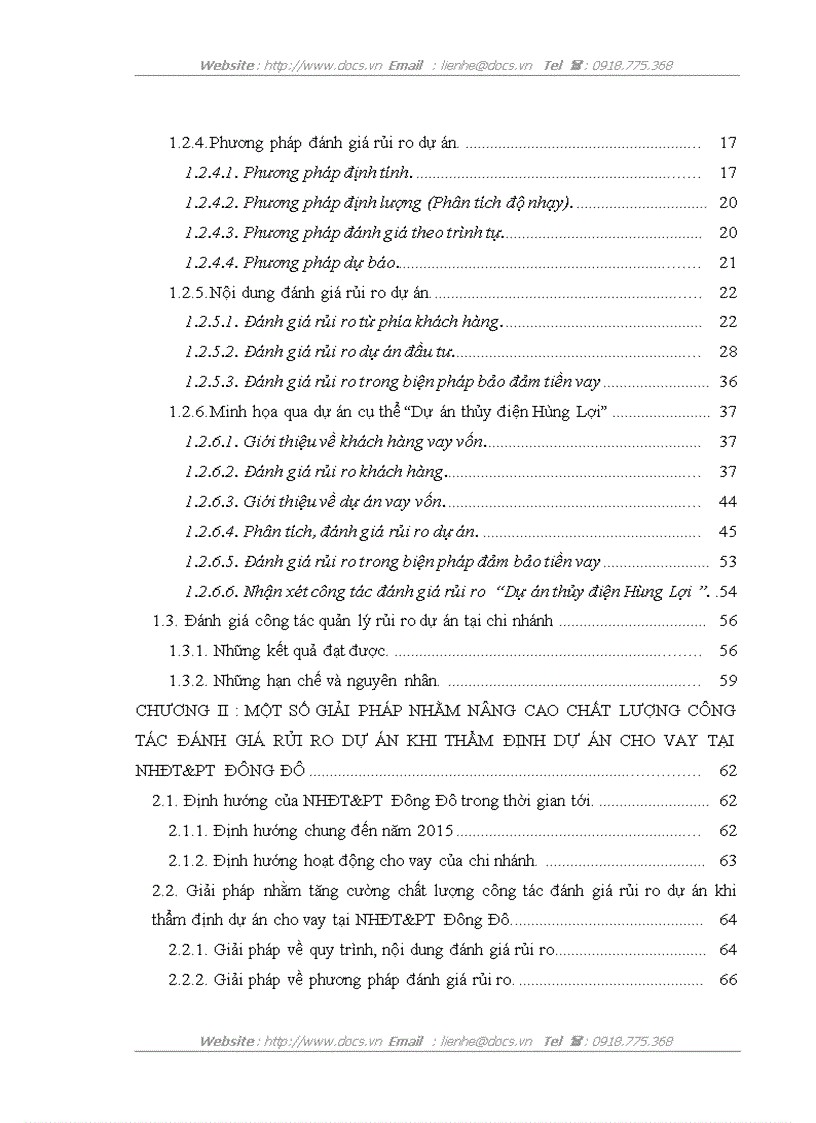 image for page Rủi ro và đánh giá rủi ro dự án khi thẩm định dự án vay vốn tại ngân hàng Đầu tư và Phát triển Đông Đô