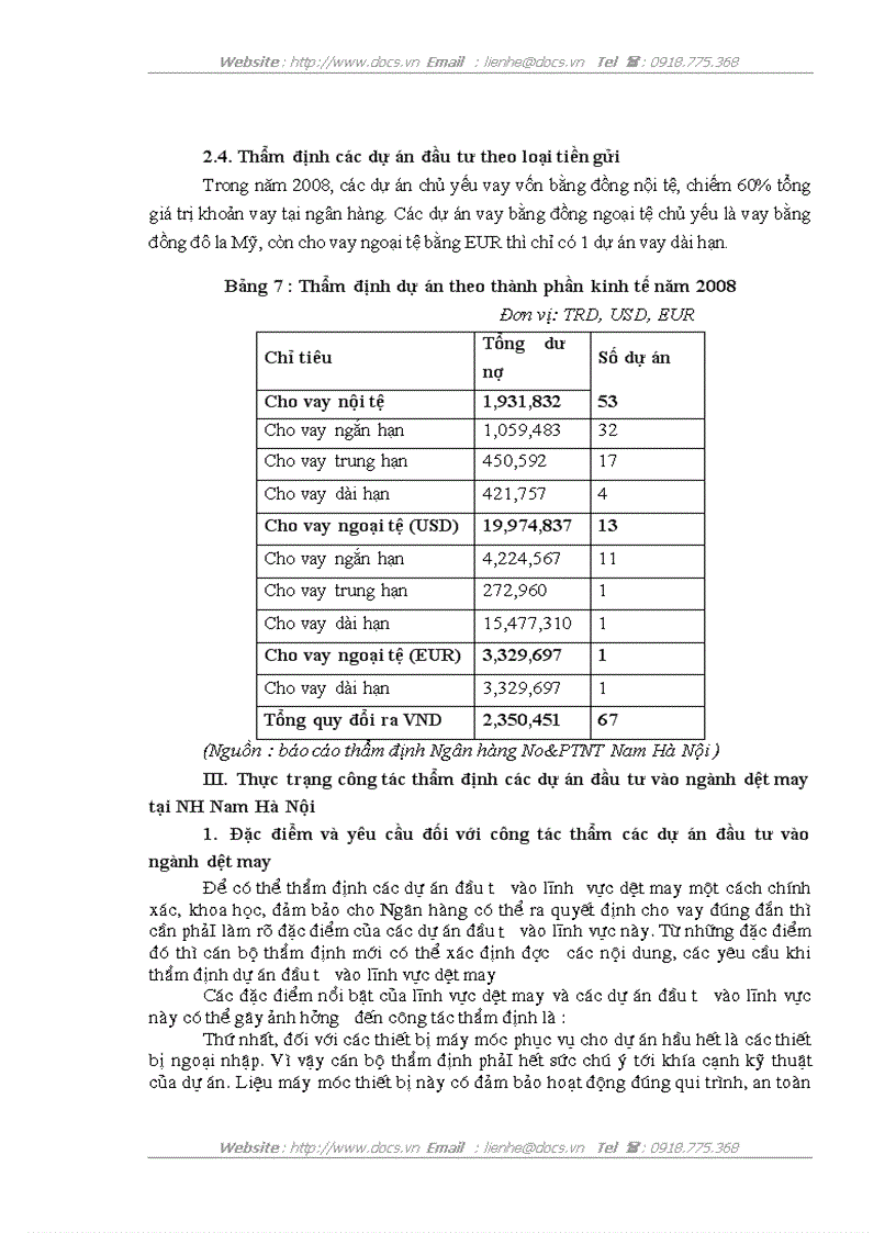 image for page Hoàn thiện công tác thẩm định dự án đầu tư vào lĩnh vực dệt may tại Ngân hàng Nông nghiệp và phát triển nông thôn Nam Hà Nội