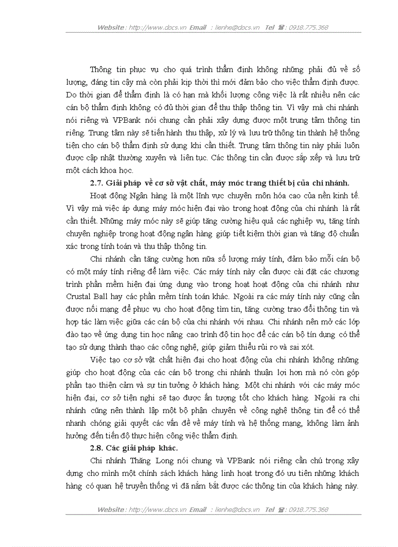 image for page Hoàn thiện công tác thẩm định dự án vay vốn của các doanh nghiệp nhỏ và vừa tại VPBank chi nhánh Thăng Long