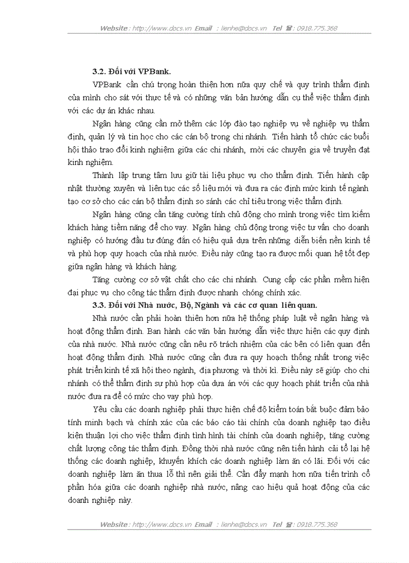 image for page Hoàn thiện công tác thẩm định dự án vay vốn của các doanh nghiệp nhỏ và vừa tại VPBank chi nhánh Thăng Long