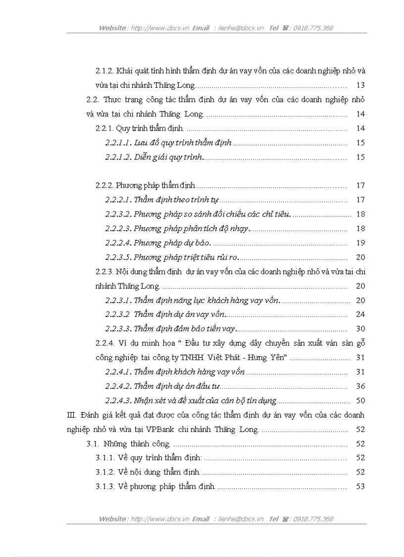 image for page Hoàn thiện công tác thẩm định dự án vay vốn của các doanh nghiệp nhỏ và vừa tại VPBank chi nhánh Thăng Long