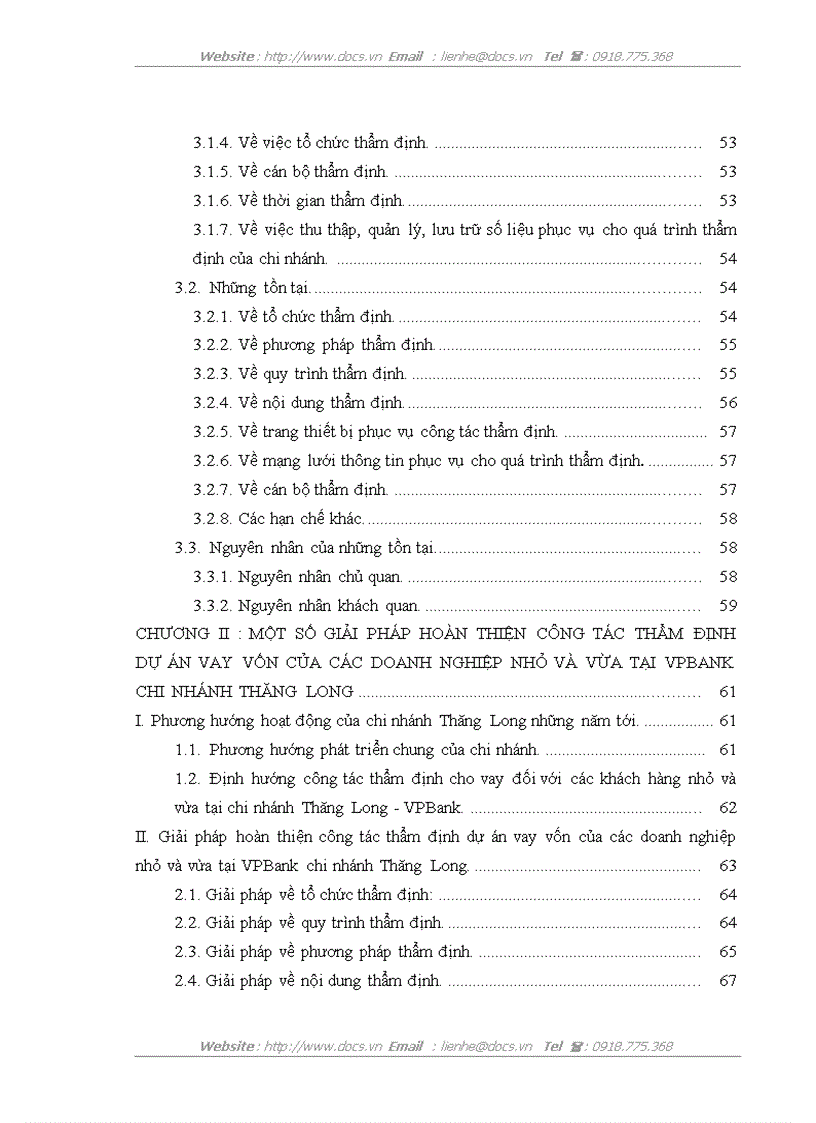 image for page Hoàn thiện công tác thẩm định dự án vay vốn của các doanh nghiệp nhỏ và vừa tại VPBank chi nhánh Thăng Long