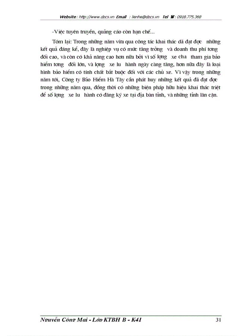 image for page Tình hình triển khai bảo hiểm trách nhiệm dân sự của chủ xe cơ giới đối với người thứ ba tại Công ty Bảo hiểm Hà Tây