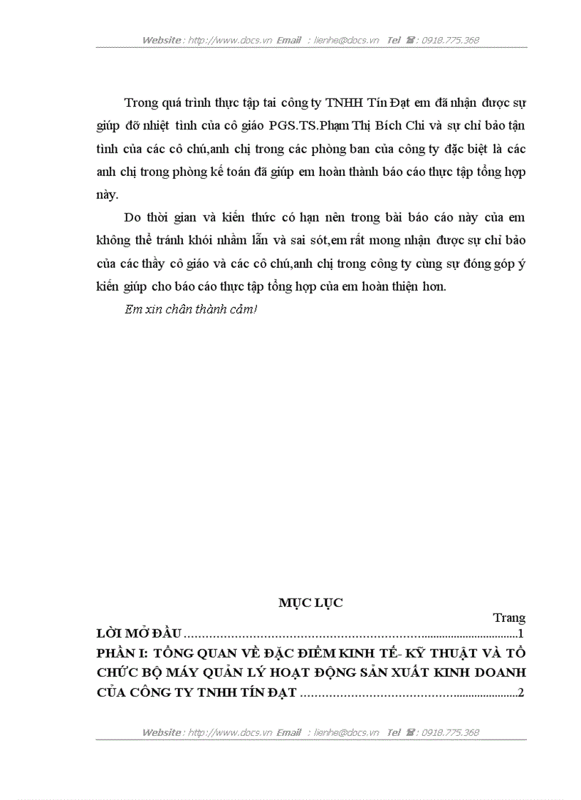 image for page Báo cáo tổng hợp Tại Công ty TNHH Tín Đạt