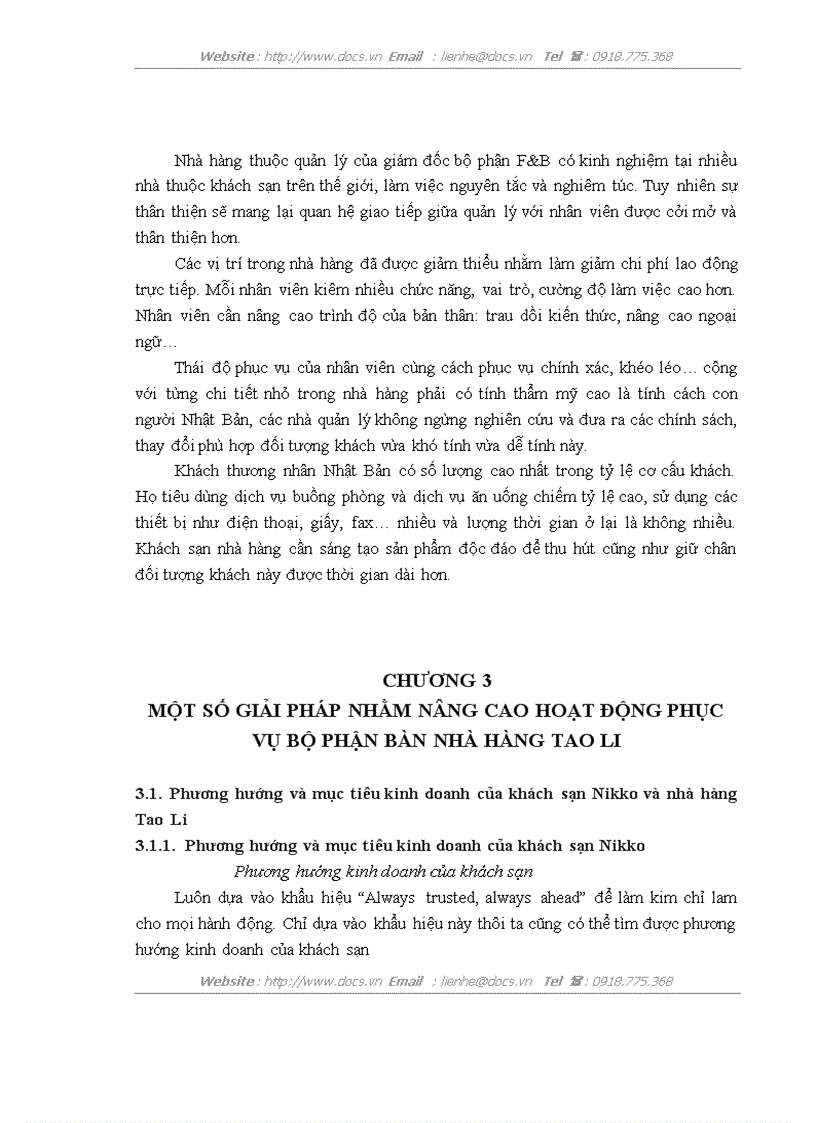 image for page Một số giải pháp nhằm nâng cao hoạt động phục vụ bộ phận bàn nhà hàng Tao Li
