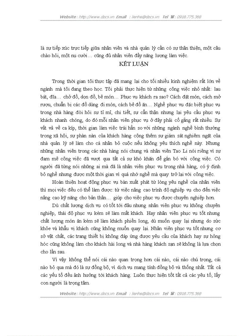 image for page Một số giải pháp nhằm nâng cao hoạt động phục vụ bộ phận bàn nhà hàng Tao Li