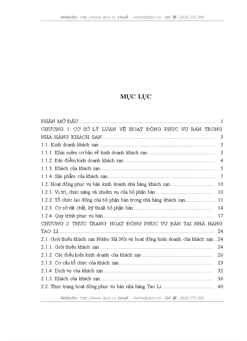 image for page Một số giải pháp nhằm nâng cao hoạt động phục vụ bộ phận bàn nhà hàng Tao Li
