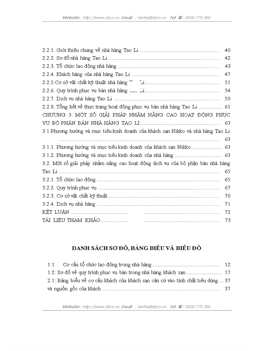 image for page Một số giải pháp nhằm nâng cao hoạt động phục vụ bộ phận bàn nhà hàng Tao Li