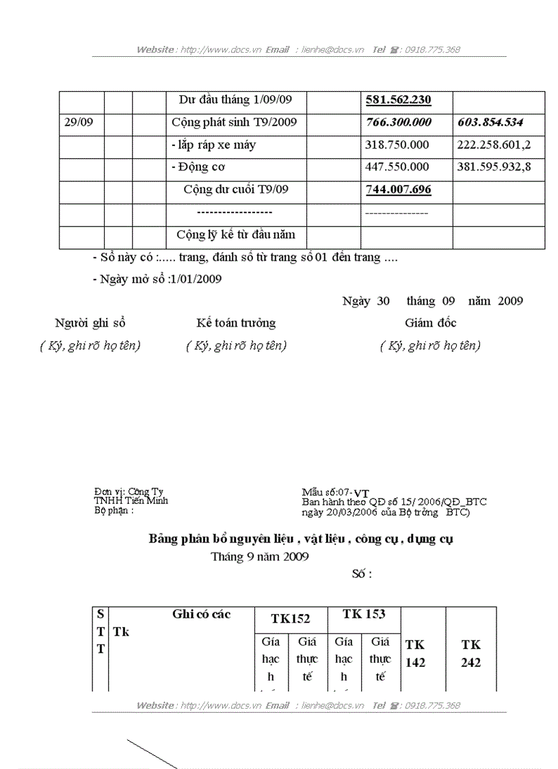 image for page Kế toán nguyên vật liệu tại Công ty TNHH SXTM Một thành viên Tiến Minh