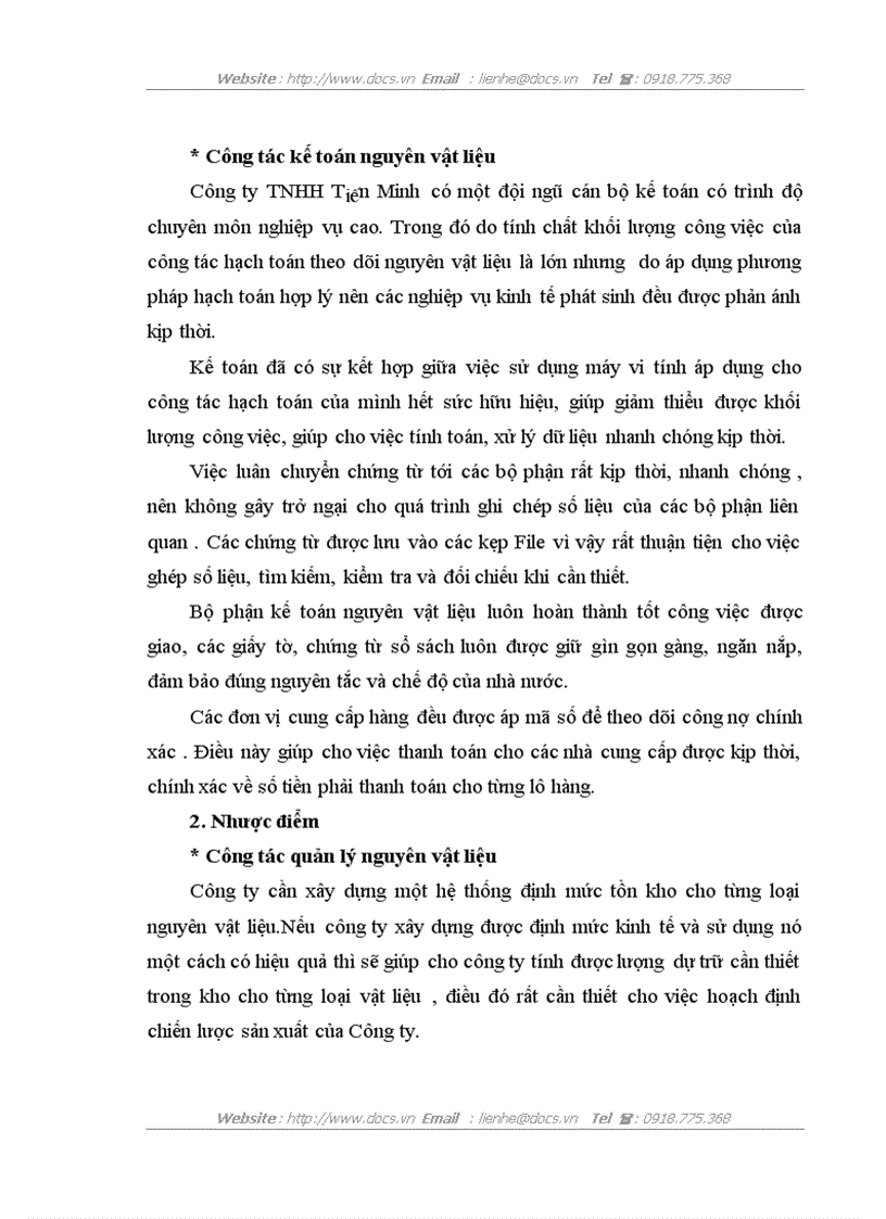 image for page Kế toán nguyên vật liệu tại Công ty TNHH SXTM Một thành viên Tiến Minh