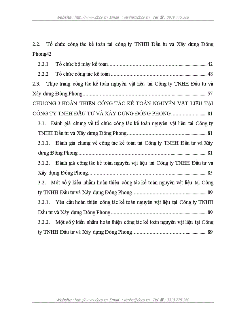 image for page Hoàn thiện công tác kế toán nguyên vật liệu tại Công ty TNHH Đầu tư và Xây dựng Đông Phong