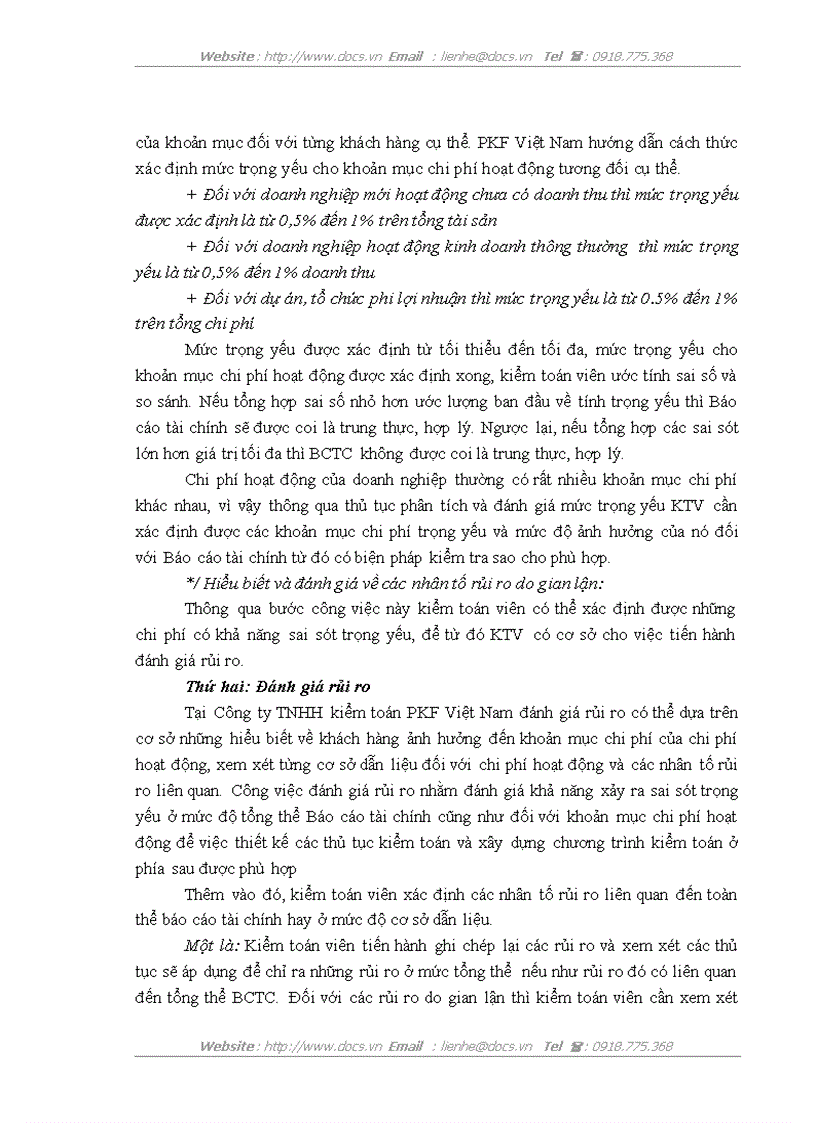 image for page Quy trình kiểm toán khoản mục chi phí hoạt động trong kiểm toán Báo cáo tài chính do Công ty TNHH kiểm toán PKF Việt Nam thực hiện