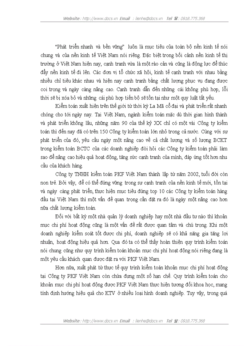 image for page Quy trình kiểm toán khoản mục chi phí hoạt động trong kiểm toán Báo cáo tài chính do Công ty TNHH kiểm toán PKF Việt Nam thực hiện