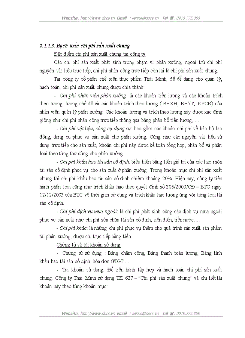 image for page Hoàn thiện kế toán chi phí sản xuất và tính giá thành sản phẩm tại Công ty cổ phần chế biến thực phẩm Thái Minh