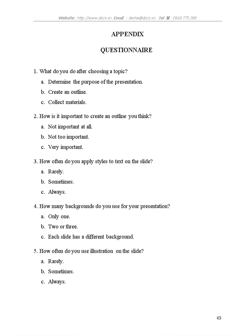 image for page Some strategies to give an effective PowerPoint presentation for the 4th year student of English Faculty Hanoi Open University