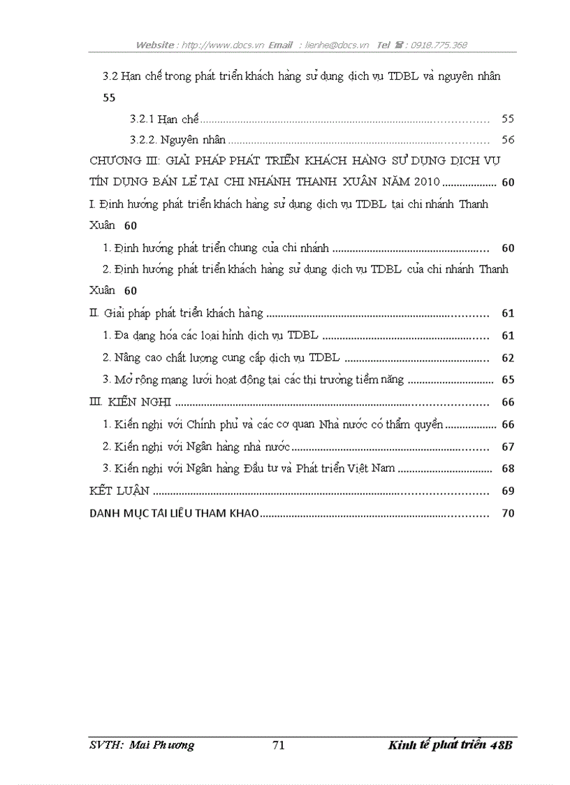 image for page Giải pháp phát triển khách hàng sử dụng dịch vụ tín dụng bán lẻ ở chi nhánh Thanh Xuân ngânhàng NHĐT PT BIDV Việt Nam