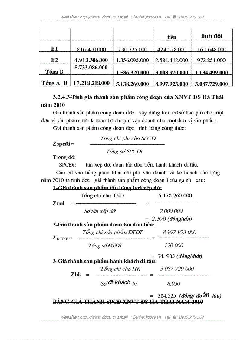 image for page Lập kế hoạch chi phí sản xuất và tính giá thành sản phẩm công đoạn Xí nghiệp vận tải Đường sắt Hà Thái năm 2010