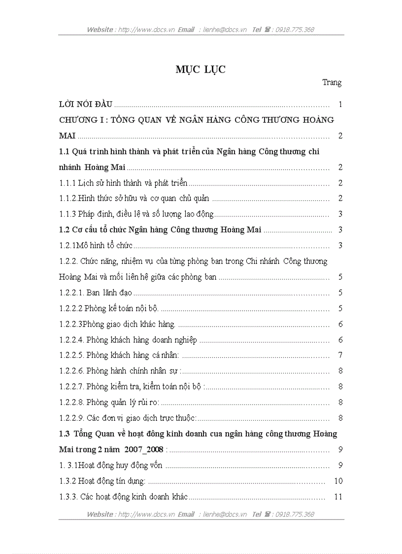 image for page Báo cao tổng hợp Tại ngânhàng NHTMCP Công Thương VietinBank Hoàng Mai