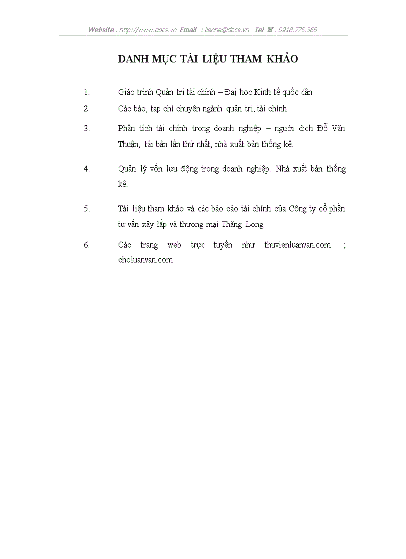 image for page Hiệu quả sử dụng vốn lưu động tại Công ty cổ phần tư vấn xây lắp và thương mại Thăng Long