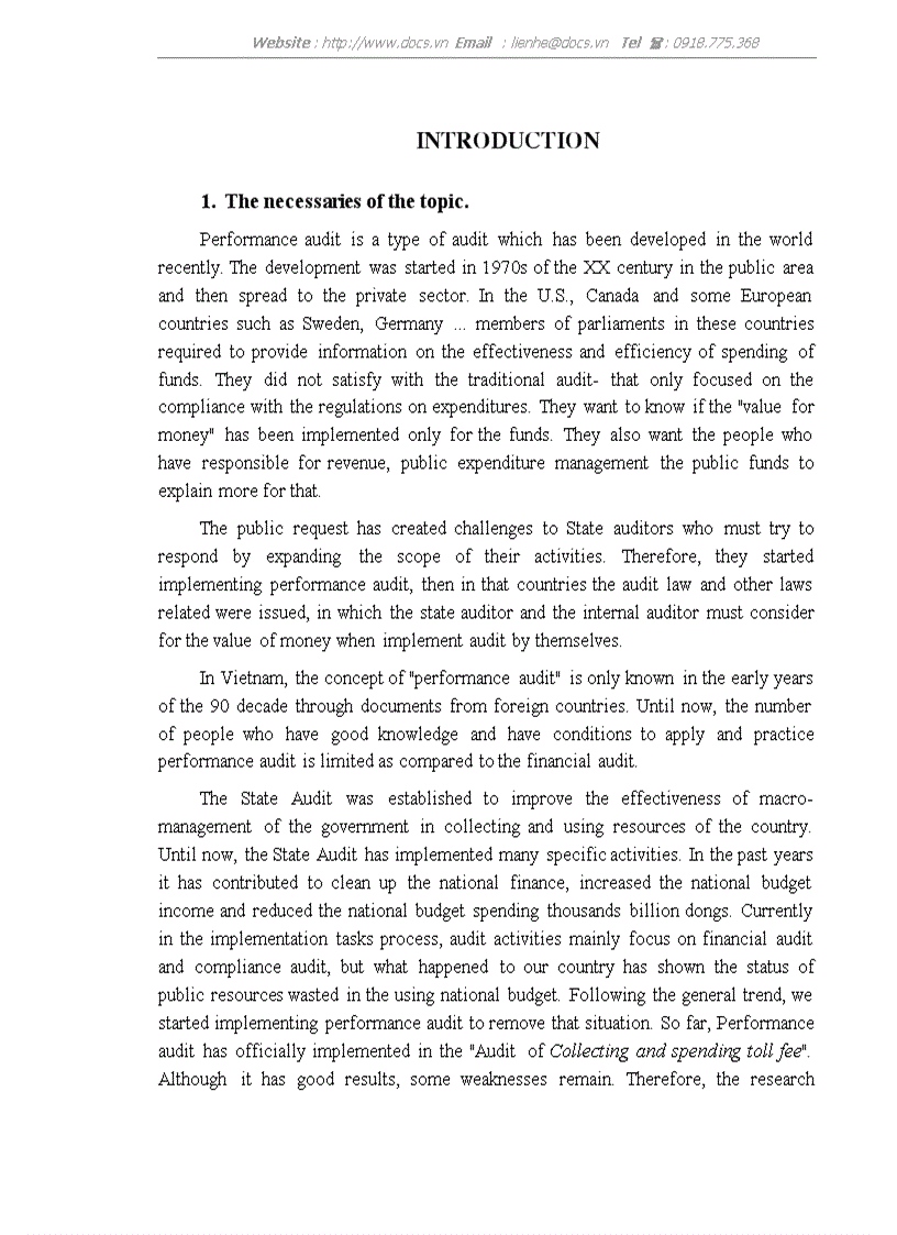 image for page Performance audit with enhancing effectiveness of Collecting and spending toll fee
