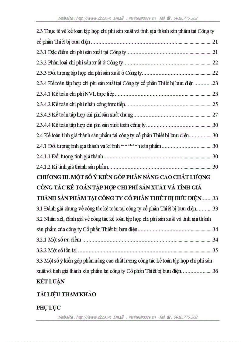 image for page Kế toán tập hợp chi phí sản xuất và tính giá thành sản phẩm tại Công ty Cổ phần Thiết bị bưu điện