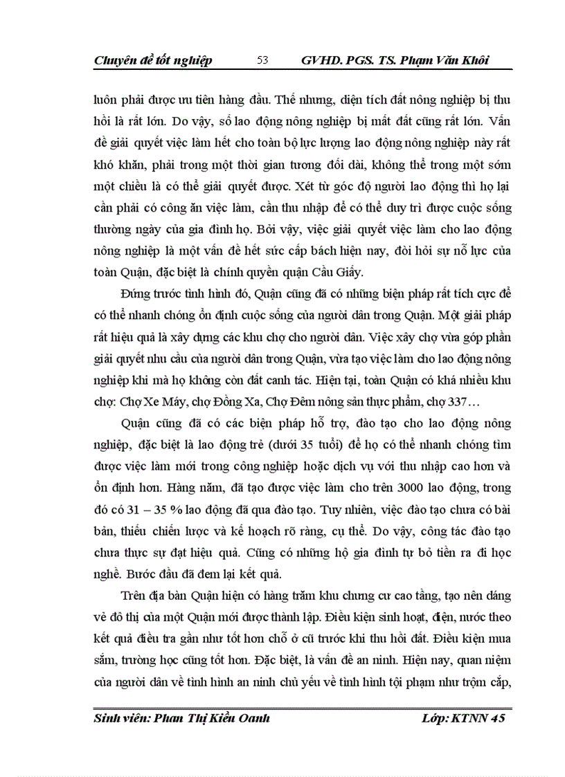 image for page Thực trạng và phương hướng tiếp tục giải quyết việc làm cho lao động nông nghiệp sau khi bị thu hồi đất ở quận Cầu Giấy