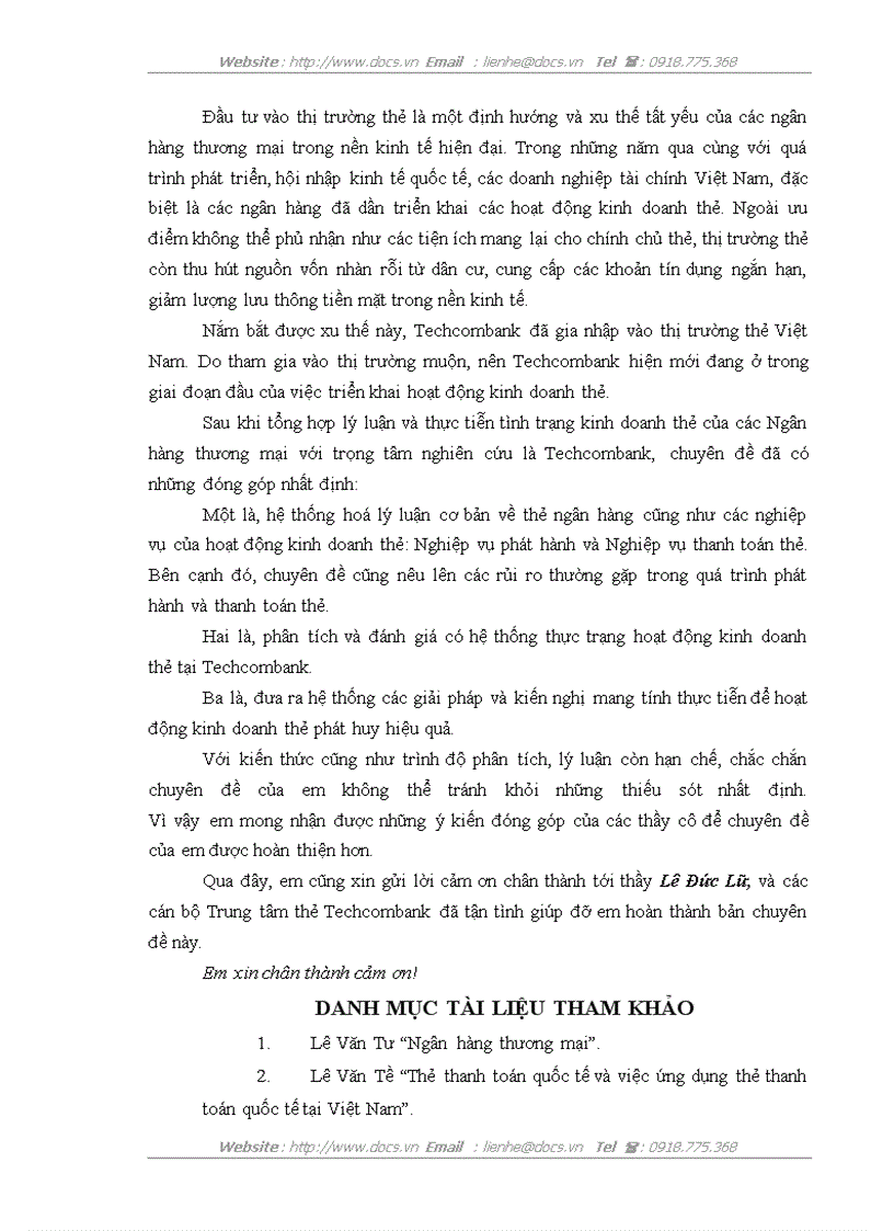 image for page Giải pháp phát triển hoạt động kinh doanh thẻ tại Ngân hàng thương mại cổ phần Kỹ thương Việt Nam Techcombank