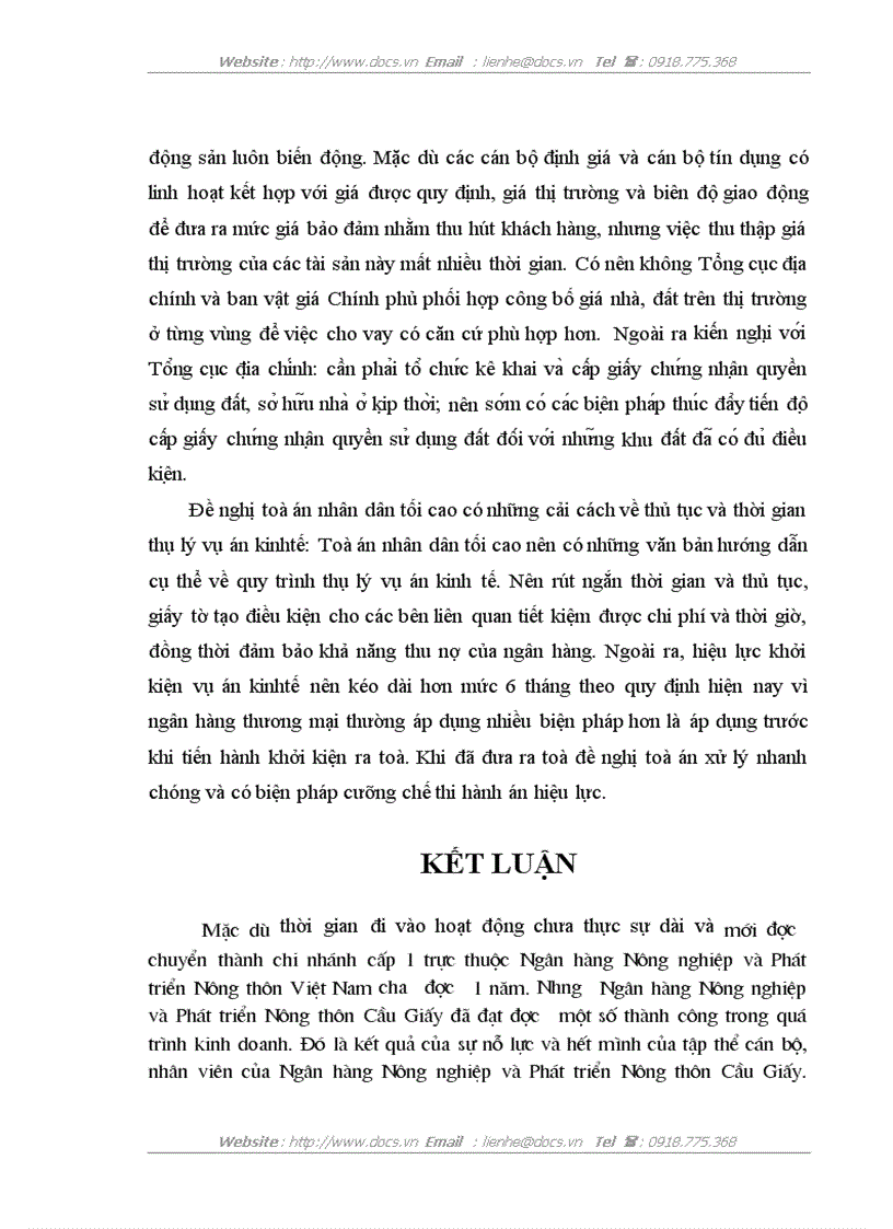 image for page Nâng cao chất lượng bảo đảm tiền vay tại Chi nhánh Ngân hàng Nông nghiệp và phát triển nông thôn Cầu Giấy