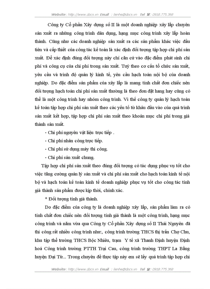 image for page Hoàn thiện kế toán chi phí và tính giá thành sản phẩm tại Công ty Cổ phần Xây dựng số II Thái Nguyên
