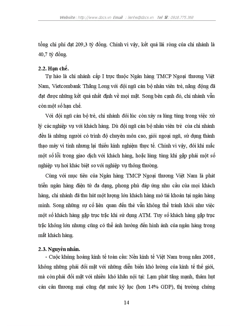 image for page Báo cáo tổng hợpTại ngânhàng NHTMCP Ngoại thương Việt Nam Vietcombank Chi nhánh Thăng Long