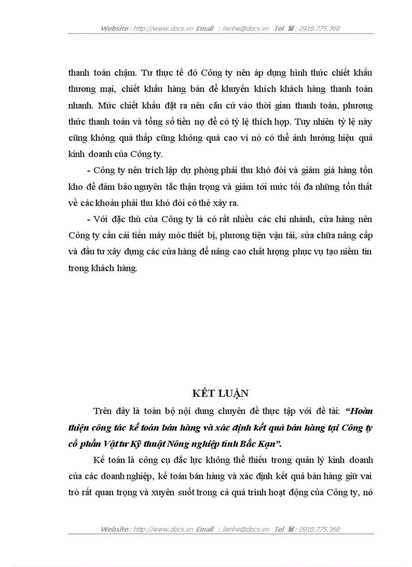 image for page Hoàn thiện công tác kế toán bán hàng và xác định kết quả bán hàng tại Công ty Cổ phần Vật tư Kỹ thuật Nông nghiệp tỉnh Bắc Kạn