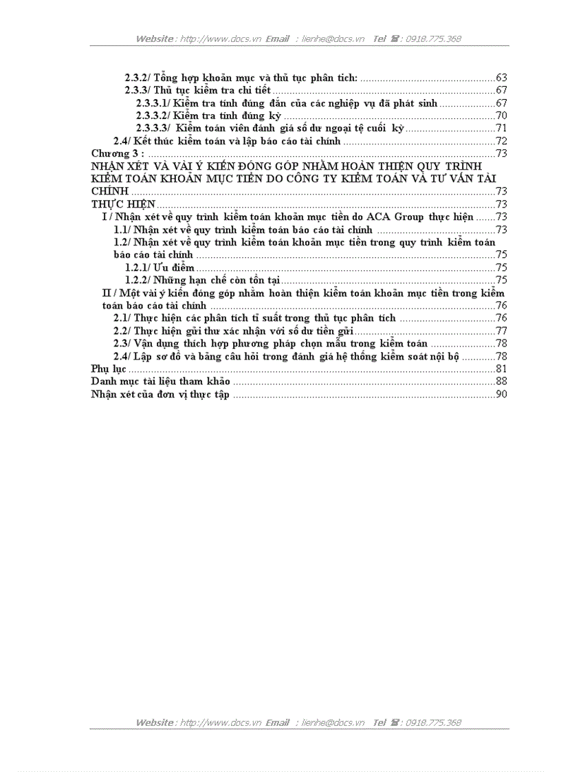 image for page Kiểm toán khoản mục tiền trong quy trình kiểm toán báo cáo tài chính do Công ty Kiểm toán và Tư vấn Tài chinh ACAGroup thực hiện