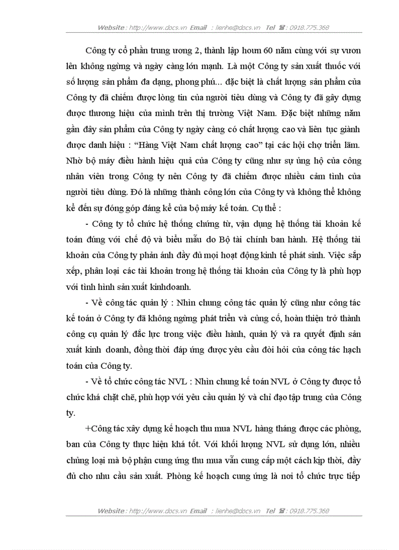 image for page Hoàn thiện công tác kế toán nguyên vật liệu tại Công ty cổ phần Dược phẩm trung ương 2