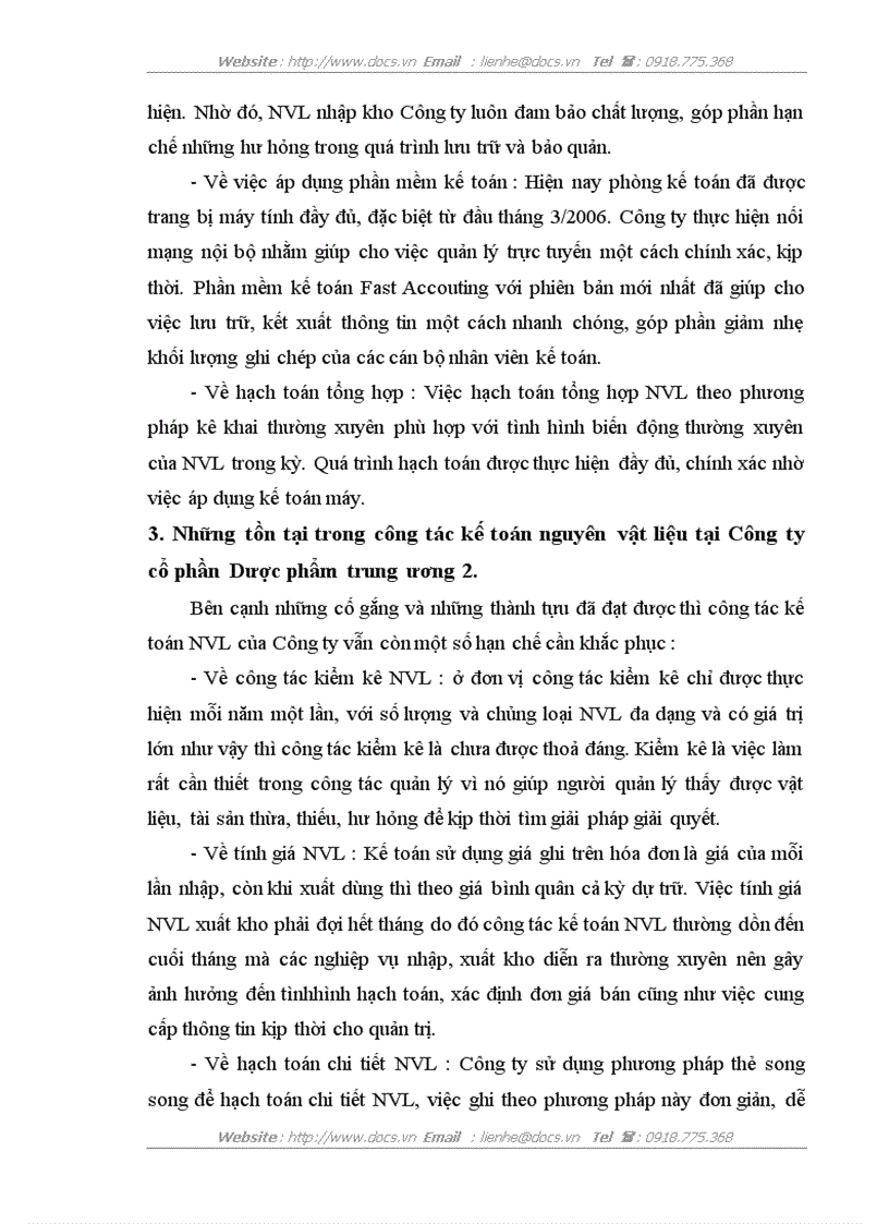 image for page Hoàn thiện công tác kế toán nguyên vật liệu tại Công ty cổ phần Dược phẩm trung ương 2