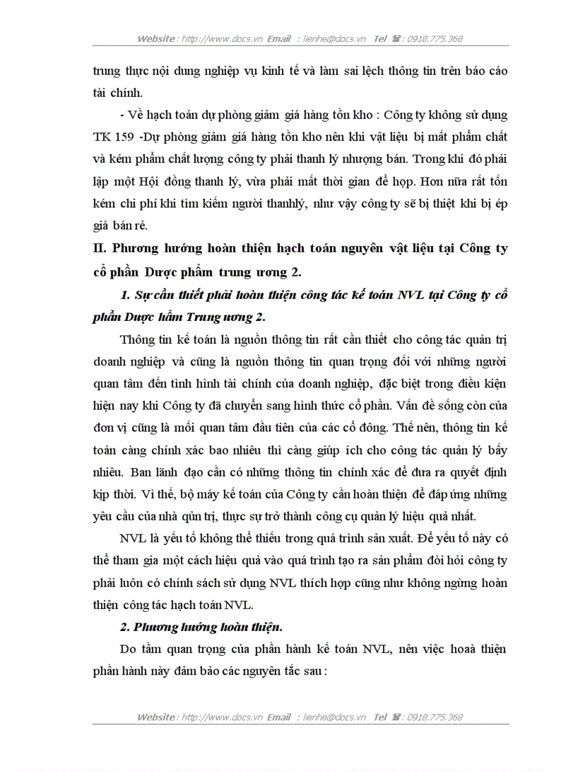 image for page Hoàn thiện công tác kế toán nguyên vật liệu tại Công ty cổ phần Dược phẩm trung ương 2