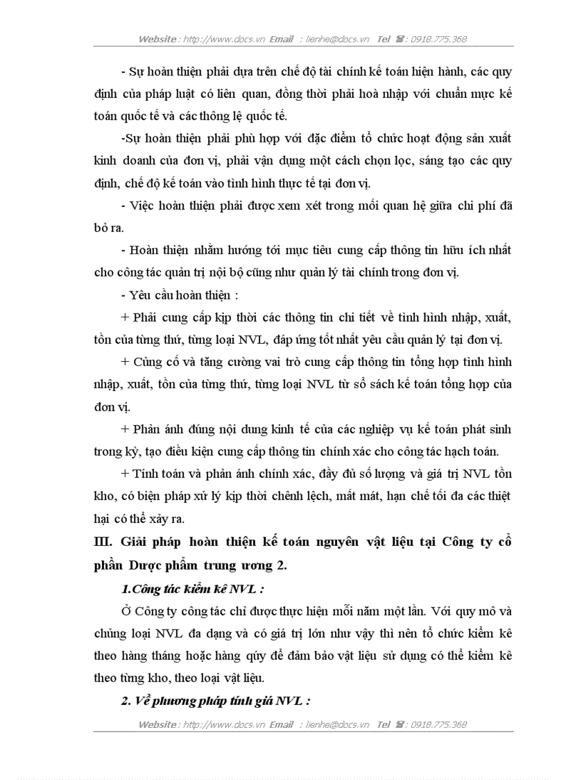 image for page Hoàn thiện công tác kế toán nguyên vật liệu tại Công ty cổ phần Dược phẩm trung ương 2