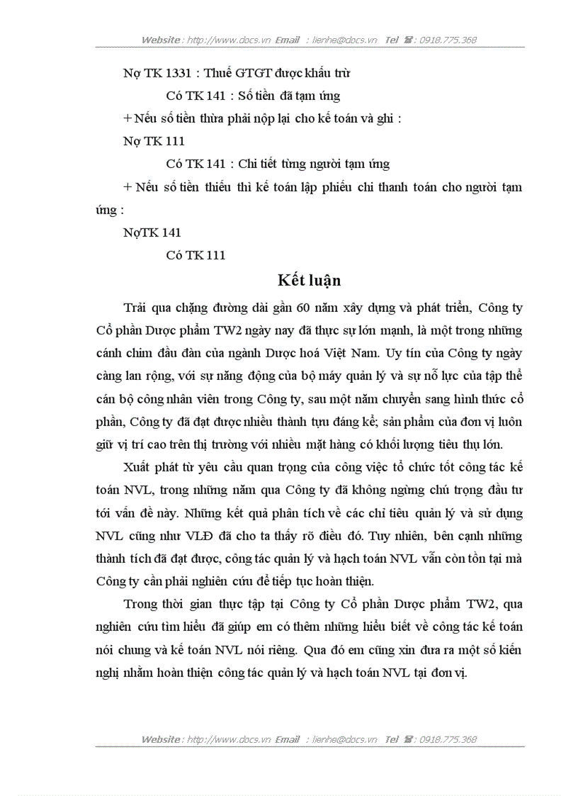 image for page Hoàn thiện công tác kế toán nguyên vật liệu tại Công ty cổ phần Dược phẩm trung ương 2