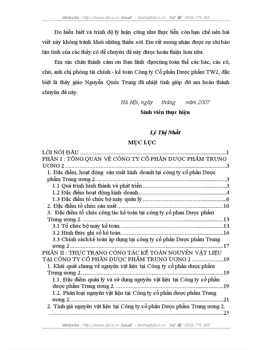 image for page Hoàn thiện công tác kế toán nguyên vật liệu tại Công ty cổ phần Dược phẩm trung ương 2