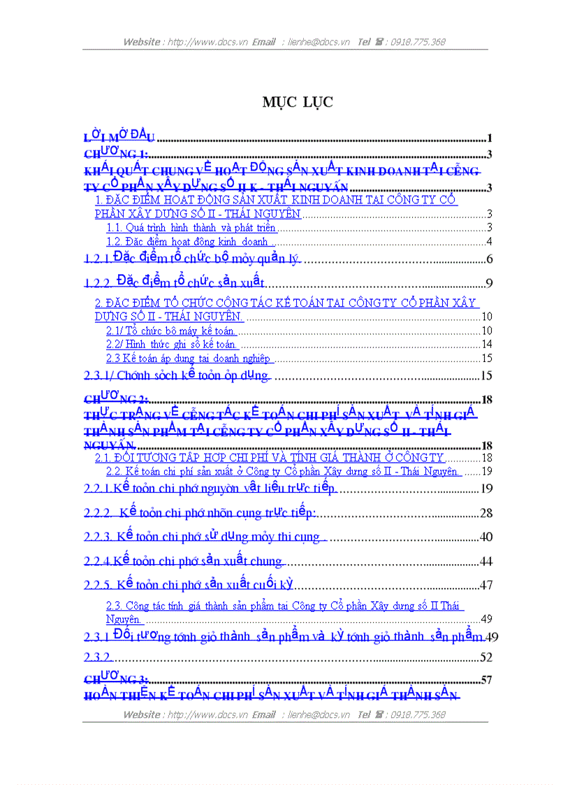 image for page Hoàn thiện kế toán chi phí và tính giá thành sản phẩm tại Công ty Cổ phần Xây dựng số II Thái Nguyên