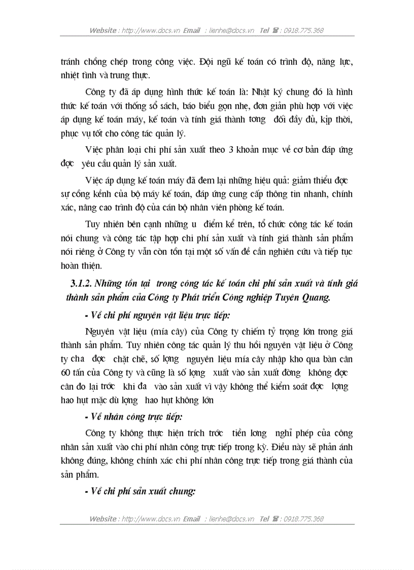 image for page Hoàn thiện công tác kế toán chi phí sản xuất và tính giá thành sản phẩm tại Công ty Phát triển Công nghiệp Tuyên Quang