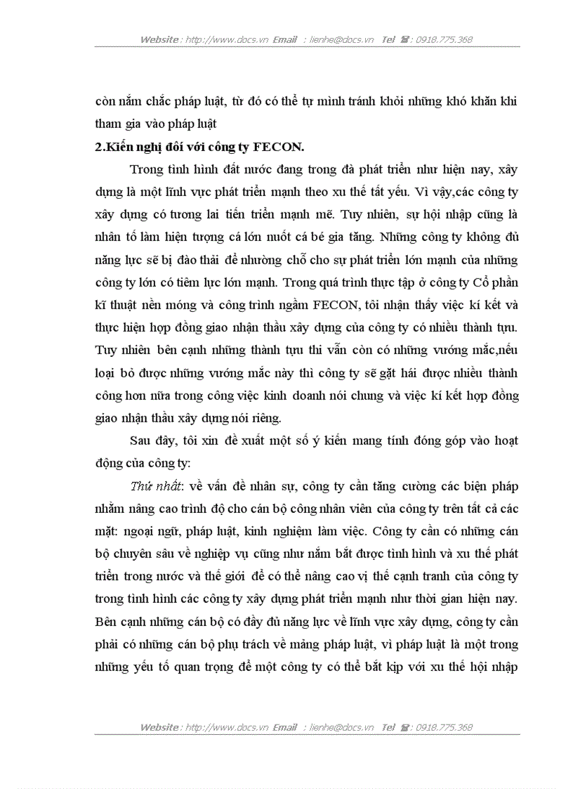 image for page Chế độ hợp đồng giao nhận thầu xây dựng và thực tiễn áp dụng tại công ty Cổ phần kĩ thuật nền móng và công trình ngầm FECON