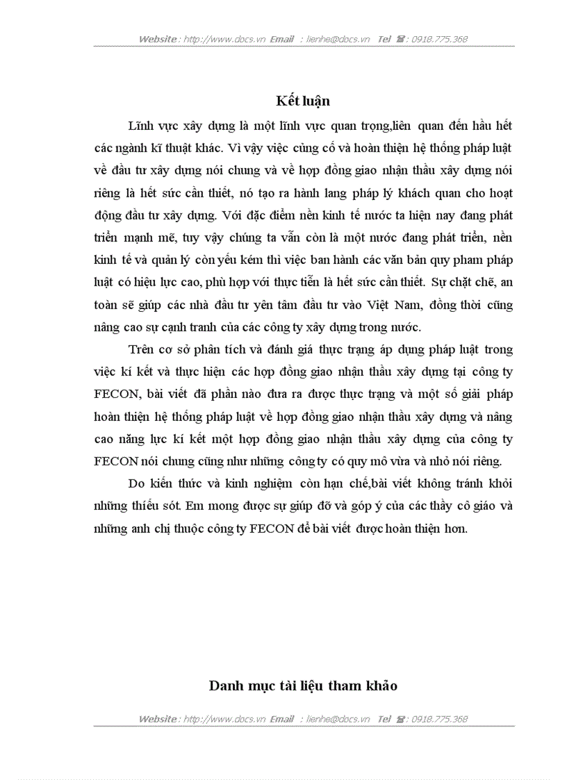 image for page Chế độ hợp đồng giao nhận thầu xây dựng và thực tiễn áp dụng tại công ty Cổ phần kĩ thuật nền móng và công trình ngầm FECON