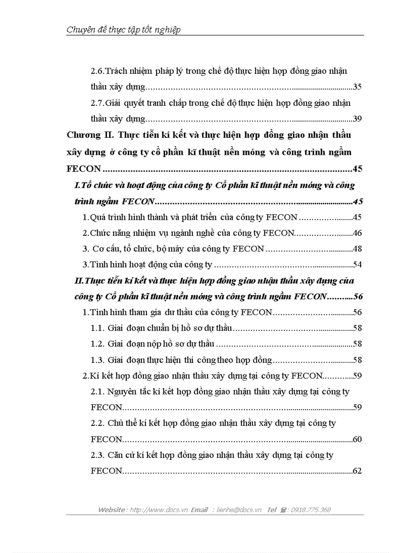 image for page Chế độ hợp đồng giao nhận thầu xây dựng và thực tiễn áp dụng tại công ty Cổ phần kĩ thuật nền móng và công trình ngầm FECON