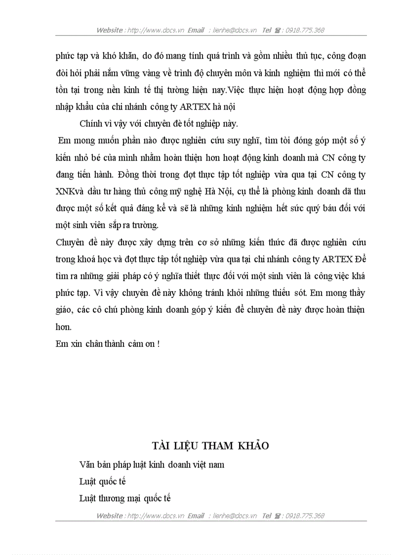 image for page Một số giải pháp nhằm hoàn thiện HĐNK tại CN công ty TNHH nhà nước một thành viênXNKva đầu tư thủ công mỹ nghệ HN ARTEX Ha nội