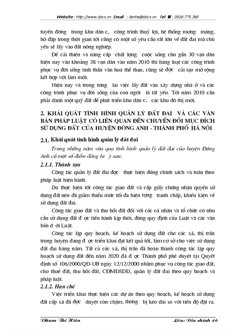 image for page Chuyển đổi mục đích sử dụng đất trong quá trình đô thị hoá ở huyện Đông Anh thành phố Hà Nội