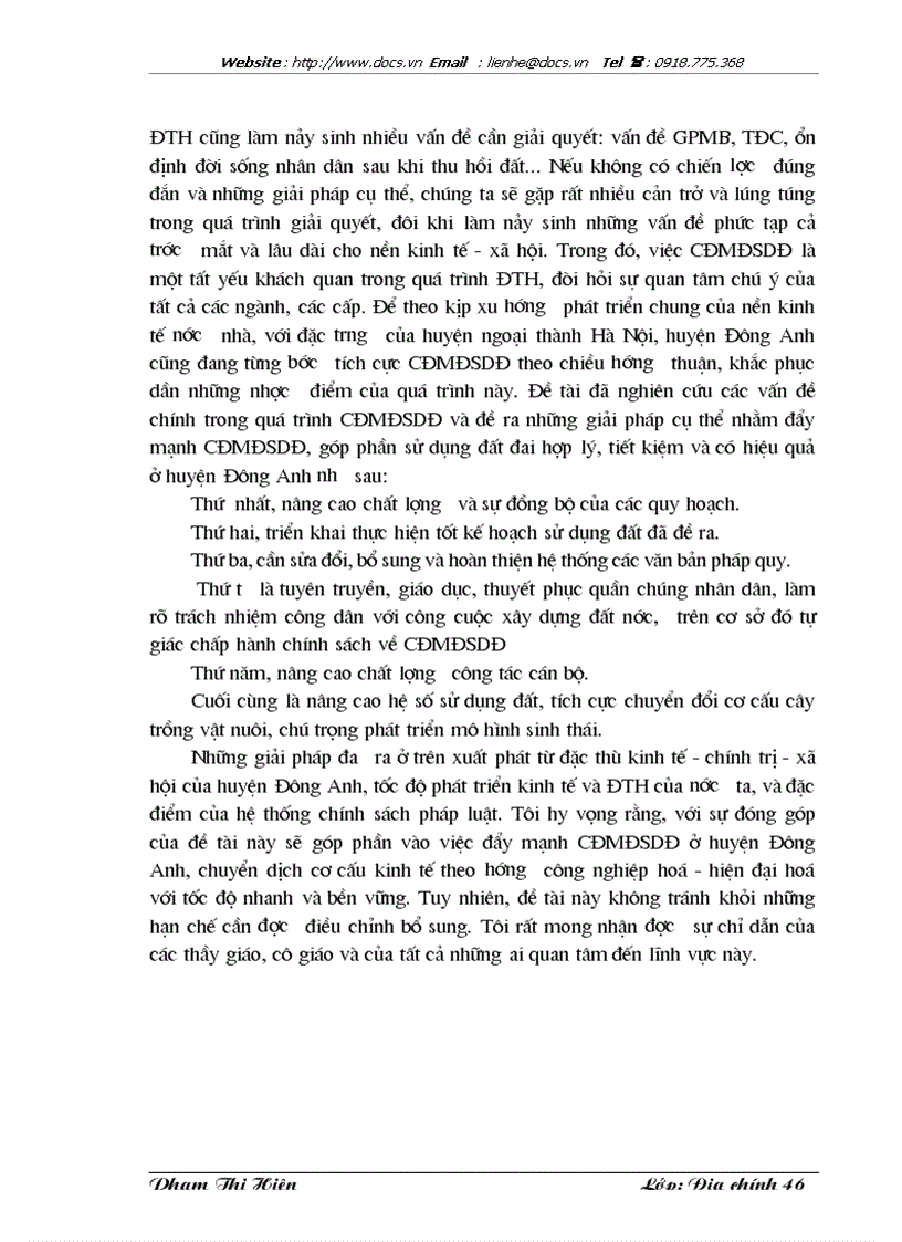 image for page Chuyển đổi mục đích sử dụng đất trong quá trình đô thị hoá ở huyện Đông Anh thành phố Hà Nội